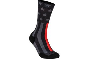 Image of 5.11 Tactical Sock &amp; Awe Crew Thin Red Line - Mens, Multi, Large 10041AP-999-L