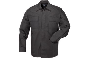 Image of 5.11 Tactical TDU Shirt Long Sleeve - Ripstop 72002, BLACK