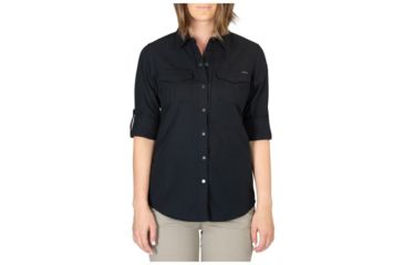 Image of 5.11 Tactical Womens Scarlett Long Sleeve Shirt, Black Herringbone, Extra Small, 62392-293-XS