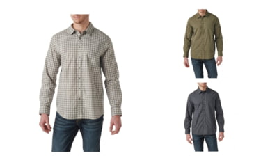 Image of 5.11 Tactical Echo Long Sleeve Shirt - Mens, Cinder Plaid, Tank Green Plaid, Turbulence Plaid