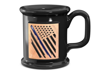 Image of Old Southern Brass Ceramic Handmade Coffee Mug - Embossed Thin Blue Line American Flag 6F86E312, OSB-MUG-TBL