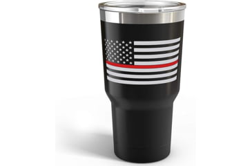 Image of Old Southern Brass Thin Red Line American Flag Double Wall 30oz Travel Tumbler Mug, Stainless Steel, Black/Multi, 30 oz, OSB-TUMB-TRL