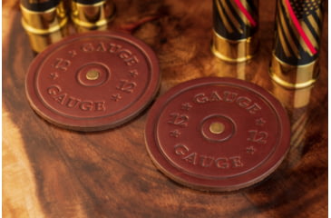 Image of Old Southern Brass 12 Gauge Style Leather Coasters - Set of 2 B9293015, OSB-COAST-12G