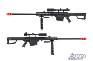 Image of 6mmProShop Barrett Licensed M82A1 Bolt Action Powered Airsoft Sniper Rifle, Black, SW-024-BK