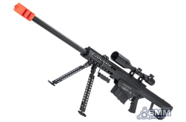 Image of 6mmProShop Barrett Licensed M82A1 Bolt Action Powered Airsoft Sniper Rifle, Black, SW-024-BK