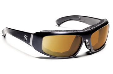 Image of 7 Eye Bali Sunglasses, Airlock Shield Glossy Black Frame, Sharp View Copper Lens 180542