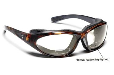 Image of 7 Eye Bora AirShield Sunglasses,Dark Tortoise Frame,SharpView Clear +2.00 Reader Lens,L-XL 140640D