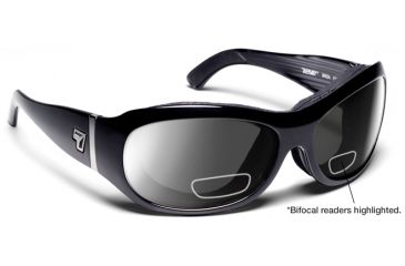 Image of 7 Eye Briza/ SharpView Gray +2.50 Reader Sunglasses, Glossy Black Frame, S-L 310541F