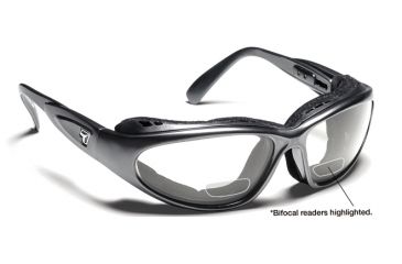 Image of 7 Eye Cape AirShield Sunglasses,Charcoal Frame,SharpView Clear +2.00 Reader Lens,S-L 190340D