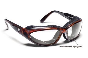 Image of 7 Eye Cape AirShield Sunglasses,Dark Tortoise Frame,SharpView Clear +2.50 Reader Lens,S-L 190640F