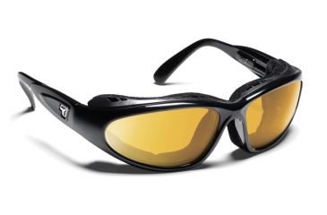Image of 7 Eye Cape AirShield Sunglasses,Glossy Black Frame,SharpView Yellow Lens,S-L 190543