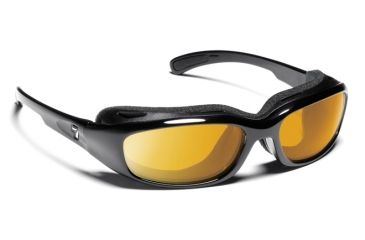 Image of 7 Eye Churada AirShield Sunglasses,Glossy Black Frame,SharpView Yellow Lens,S-M 160543