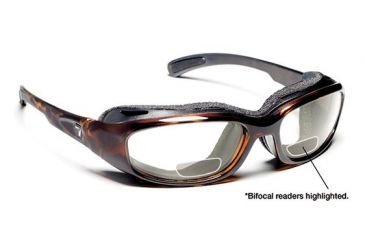 Image of 7 Eye Churada AirShield Sunglasses,Dark Tortoise Frame,SharpView Clear +2.00 Reader Lens,S-M 160640D