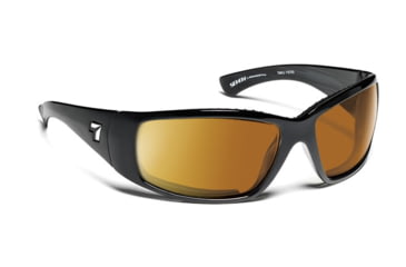 Image of 7 Eye Taku Full Wrap Sunglasses, Glossy Black Frame, Re-ACT NXT Polarized Copper HP Lens 570557