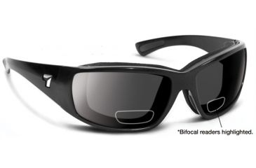 Image of 7 Eye Taku Plus/ SharpView Gray +2.50 Reader Sunglasses, Glossy Black Frame, S-L 270541F