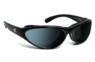 Image of 7 Eye Viento AirShield Sunglasses,Glossy Black Frame,SharpView Polarized Gray Lens,S-M 150553