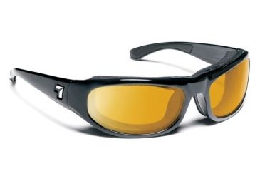 Image of 7 Eye Whirlwind AirShield Sunglasses,Glossy Black Frame,SharpView Yellow Lens,M-L 120543