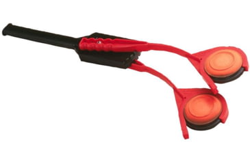 Image of A handheld clay disc thrower. 