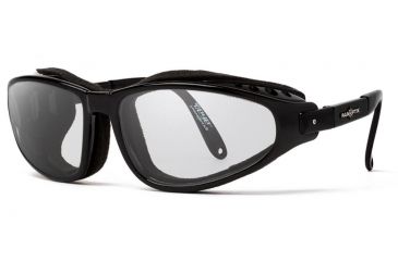 Image of 7Eye by Panoptix Mens AirShield Raptor FX Sunglasses, RX Ready, Glossy Black Frame, SharpView Clear Lens, S-L 110540