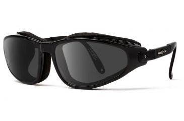 Image of 7Eye by Panoptix Mens AirShield Raptor FX Sunglasses, RX Ready, Glossy Black Frame, SharpView Gray Lens, S-L 110541
