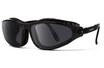 Image of 7Eye by Panoptix Mens AirShield Raptor FX Sunglasses, RX Ready, Glossy Black Frame, SharpView Polarized Gray Lens, S-L 110553
