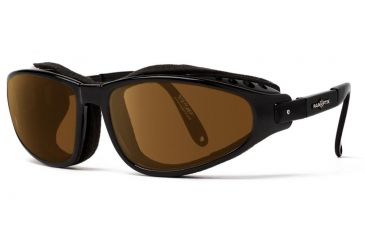 Image of 7Eye by Panoptix Mens AirShield Raptor FX Sunglasses, RX Ready, Glossy Black Frame, SharpView Polarized Copper Lens, S-L 110554
