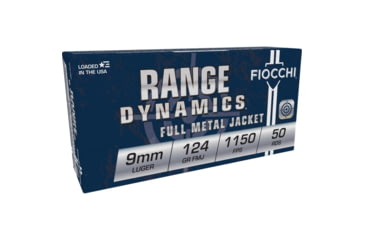 Image of Fiocchi Range Dynamics 9mm Luger 124 Grain FMJ Brass Cased Pistol Ammo, 1000 Rounds, 9APBCASE
