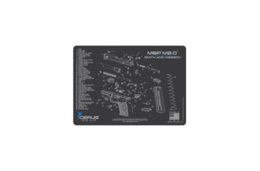 Image of Cerus Gear SCHEMATIC HANDGUN MAT - CHARCOAL GRAY/CERUS BLUE, S&amp;W M&amp;P M2.0, 12 X 17 6EEBE51C, CERHMSWMP20SCHGRY