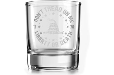 Image of Old Southern Brass Don't Tread On Me Whiskey Glass, Clear, 10 oz, OSB-WG-DTOM