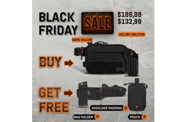 Image of 945 Industries BUNDLE QAPS CORDURAR CONCEALMENT BAG SMALL VELCRO FRONT BLACK WITH KYDEX HOLSTER + shoulder pad / mag holder / pouch - free, BF25BUNDLEQAPS-VELCRO-BLACK-HOLSTER3-ACC