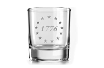 Image of Old Southern Brass 1776 Betsy Ross American Flag, Whiskey Glass, Clear, 10 oz, OSB-WG-1776