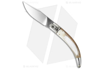 Image of A.G.A. Campolin Diana Automatic Folding Knife, 3.75in, Stainless Steel, Clip Point Blade, Horn, Tan Handle, Tan/Steel, 8.50 inch, BHQ-34350