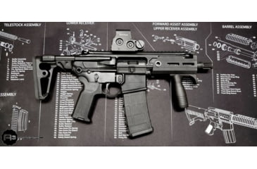 Image of A3 Industries Compact Shorty Vertical Grip w/ Integrated Handstop, 100 Degree, 2.75In HK Grooved Aluminum Grip, Aluminum Base, Black, VFG-136