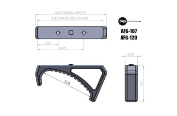 Image of A3 Industries Large M-LOK Angled Foregrip w/ Integrated Handstop, MJF Polymer, Black, AFG-107