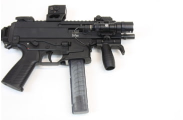 Image of A3 Industries Modular Vertical Foregrip For B&amp;T APC-K, 100 Degree, w/ Hand-Stop And 2.00In Grooved Aluminum Grip, Polymer Base, Black, VFG-145