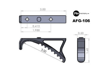 Image of A3 Industries Universal M-LOK Angled Foregrip Mini, MJF Nylon, Black, AFG-106