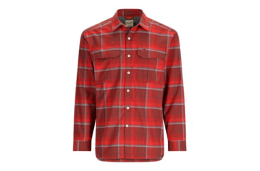 Image of Simms Fishing Products Ms ColdWeather Shirt 3C2B3D47, Cutty Red Asym Ombre Plaid, M, 10777-2095-30