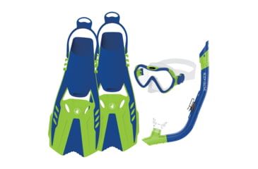 Image of Body Glove Grape Mask/Snorkel/Fins Complete Set - Blue/Lime 09E229AA, S/M, Blue/Lime, 22879SET-Blue-Lime-S/M