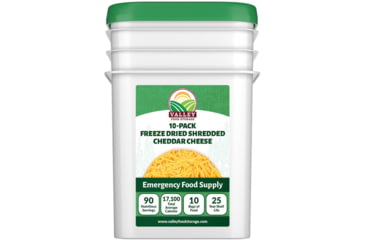 Image of Valley Food Storage Freeze Dried Shredded Cheddar Cheeses, 10 Pack + Bucket, V700-10