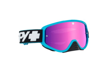 Image of Spy Optic Woot Race Goggles w/Shield Lens Shape, Slice Blue Frame, Smoke w/ Pink Spectra/Clear AFP , 0323346007878