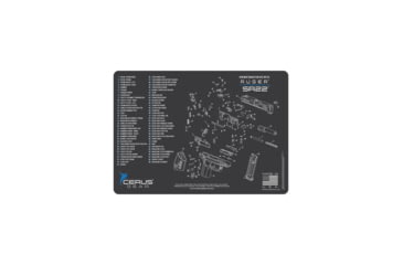 Image of Cerus Gear RUGER SR22 SCHEMATIC HANDGUN MAT - CHARCOAL GRAY/CERUS BLUE, 12 X 17 34C995B9, CERHMRUGSR22SCHGRY