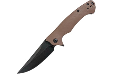 Image of ABKT Tac Night Stalker Linerlock, 4.5in Closed, 3.5in Black Stonewash D2 Tool Steel Blade, Tan G10 Handle, Pocket Clip, AB007T