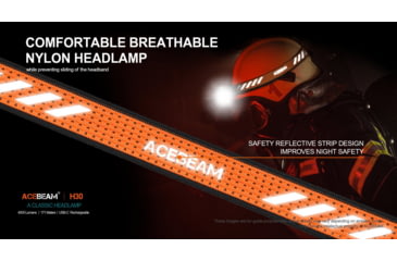 Image of Acebeam H30 1 x 21700 CREE XHP70.2 LED Rechargeable Headlamp, 4000 Lumens, Cool White/ Green/ Red, Black, H30 R+G -CW