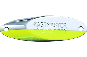 Image of Acme Kastmaster Spoon, 1 3/4in, 1/4oz, Chrome &amp; Chartreuse Stripe, SW10/CHCS