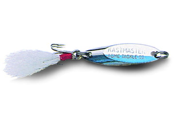 Image of Acme Kastmaster Spoon, 1 3/4in, 1/4oz, Chrome &amp; Neon Blue with White Bucktail, SW101/CHNB