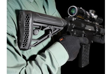 Image of Adaptive Tactical EX Performance Adjustable M4-Style Stock for AR15/AR10 Carbines, Polymer, Black, AT-02012