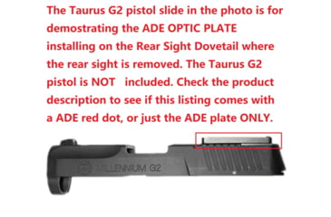 Image of ADE Advanced Optics Optic Mount Plate, Taurus PT111 G2, Millennium G2, G2, G3 and TX22 to fit on Vortex Venom, burris fastfire, meopta, eotech mrds, docter, Insight Red Dot Reflex Sight, Black, Taurus G2 Plate