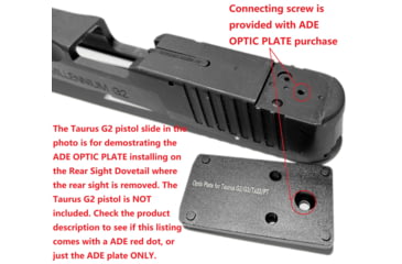 Image of ADE Advanced Optics Optic Mount Plate, Taurus PT111 G2, Millennium G2, G2, G3 and TX22 to fit on Vortex Venom, burris fastfire, meopta, eotech mrds, docter, Insight Red Dot Reflex Sight, Black, Taurus G2 Plate