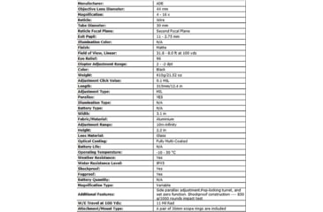Image of ADE Advanced Optics ProZoom 4-16x44mm Rifle Scope, 30mm Tube, Second Focal Plane, Mil Dot Reticle, Black, 4-16X44
