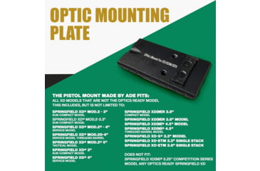 Image of ADE Advanced Optics RD3-006X 1x Reflex Green Dot Sight w/Springfield XD, MOD.2 Optic Mount Plate